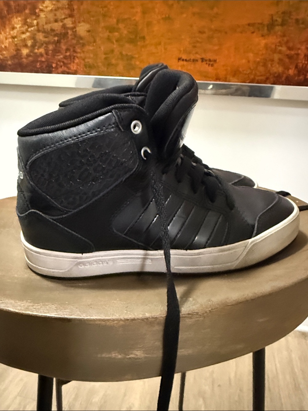 adidas Black High-Top Casual Sneakers with White Sole
